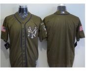 Men New York Yankees Blank Green Salute to Service Stitched Baseball Jersey