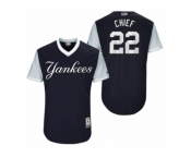 Men's 2017 Little League World Series Yankees Jacoby Ellsbury Chief Navy Jersey