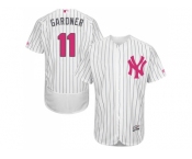 Men's Majestic New York Yankees #11 Brett Gardner Authentic White 2016 Mother's Day Fashion Flex Base MLB Jersey