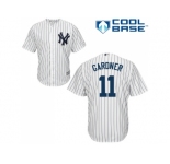 Men's Majestic New York Yankees #11 Brett Gardner Replica White Home MLB Jersey