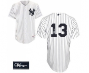 Men's Majestic New York Yankees #13 Alex Rodriguez Authentic White Home Autographed MLB Jersey