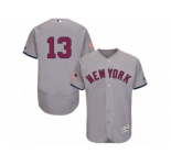 Men's Majestic New York Yankees #13 Alex Rodriguez Grey Fashion Stars & Stripes Flex Base MLB Jersey