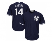 Men's Majestic New York Yankees #14 Starlin Castro Replica Navy Blue Alternate MLB Jersey