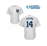 Men's Majestic New York Yankees #14 Starlin Castro Replica White Home MLB Jersey