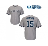 Men's Majestic New York Yankees #15 Thurman Munson Replica Grey Road MLB Jersey