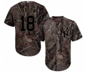 Men's Majestic New York Yankees #18 Don Larsen Authentic Camo Realtree Collection Flex Base MLB Jersey