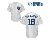 Men's Majestic New York Yankees #18 Don Larsen Replica White Home MLB Jersey
