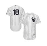 Men's Majestic New York Yankees #18 Don Larsen White Navy Flexbase Authentic Collection MLB Jersey