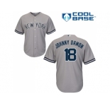 Men's Majestic New York Yankees #18 Johnny Damon Replica Grey Road MLB Jersey