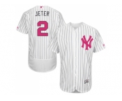 Men's Majestic New York Yankees #2 Derek Jeter Authentic White 2016 Mother's Day Fashion Flex Base MLB Jersey