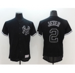 Men's Majestic New York Yankees #2 Derek Jeter Lights Out Black Flexbase Authentic Collection MLB Jersey