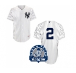 Men's Majestic New York Yankees #2 Derek Jeter Replica White DJ-3K Patch MLB Jersey