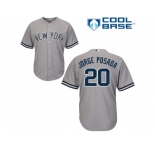 Men's Majestic New York Yankees #20 Jorge Posada Replica Grey Road MLB Jersey