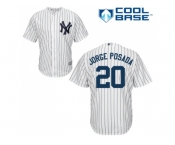 Men's Majestic New York Yankees #20 Jorge Posada Replica White Home MLB Jersey