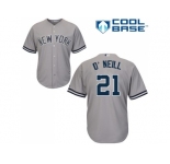 Men's Majestic New York Yankees #21 Paul O'Neill Authentic Grey Road MLB Jersey