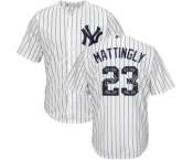 Men's Majestic New York Yankees #23 Don Mattingly Authentic White Team Logo Fashion MLB Jersey
