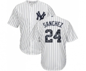 Men's Majestic New York Yankees #24 Gary Sanchez Authentic White Team Logo Fashion MLB Jersey