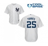 Men's Majestic New York Yankees #25 Gleyber Torres Replica Navy Blue Alternate MLB Jerse