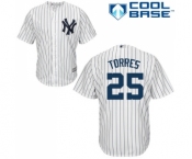 Men's Majestic New York Yankees #25 Gleyber Torres Replica Navy Blue Alternate MLB Jerse