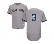 Men's Majestic New York Yankees #3 Babe Ruth Grey Flexbase Authentic Collection MLB Jersey