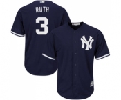 Men's Majestic New York Yankees #3 Babe Ruth Replica Navy Blue Alternate MLB Jersey