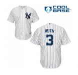Men's Majestic New York Yankees #3 Babe Ruth Replica White Home MLB Jersey