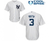 Men's Majestic New York Yankees #3 Babe Ruth Replica White Home MLB Jersey