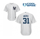 Men's Majestic New York Yankees #31 Aaron Hicks Replica White Home MLB Jersey