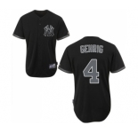 Men's Majestic New York Yankees #4 Lou Gehrig Authentic Black Fashion MLB Jersey