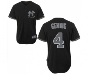 Men's Majestic New York Yankees #4 Lou Gehrig Authentic Black Fashion MLB Jersey