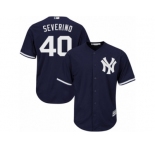 Men's Majestic New York Yankees #40 Luis Severino Replica Navy Blue Alternate MLB Jersey