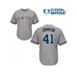 Men's Majestic New York Yankees #41 Randy Johnson Authentic Grey Road MLB Jersey