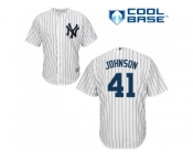 Men's Majestic New York Yankees #41 Randy Johnson Authentic White Home MLB Jersey
