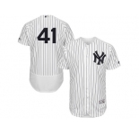 Men's Majestic New York Yankees #41 Randy Johnson White Navy Flexbase Authentic Collection MLB Jersey