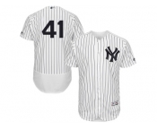 Men's Majestic New York Yankees #41 Randy Johnson White Navy Flexbase Authentic Collection MLB Jersey