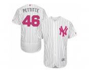 Men's Majestic New York Yankees #46 Andy Pettitte Authentic White 2016 Mother's Day Fashion Flex Base MLB Jersey