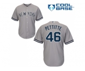 Men's Majestic New York Yankees #46 Andy Pettitte Replica Grey Road MLB Jersey