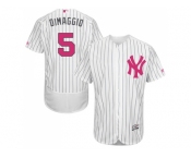 Men's Majestic New York Yankees #5 Joe DiMaggio Authentic White 2016 Mother's Day Fashion Flex Base MLB Jersey