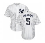 Men's Majestic New York Yankees #5 Joe DiMaggio Authentic White Team Logo Fashion MLB Jersey