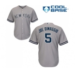 Men's Majestic New York Yankees #5 Joe DiMaggio Replica Grey Road MLB Jersey