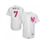 Men's Majestic New York Yankees #7 Mickey Mantle Authentic White 2016 Mother's Day Fashion Flex Base MLB Jersey