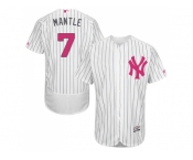 Men's Majestic New York Yankees #7 Mickey Mantle Authentic White 2016 Mother's Day Fashion Flex Base MLB Jersey