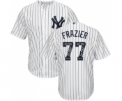 Men's Majestic New York Yankees #77 Clint Frazier Authentic White Team Logo Fashion MLB Jersey