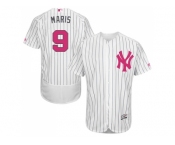 Men's Majestic New York Yankees #9 Roger Maris Authentic White 2016 Mother's Day Fashion Flex Base MLB Jersey