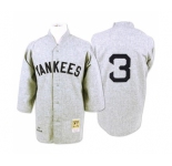 Men's Mitchell and Ness 1929 New York Yankees #3 Babe Ruth Authentic Grey Throwback MLB Jersey