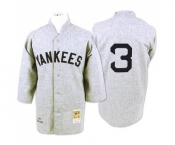 Men's Mitchell and Ness 1929 New York Yankees #3 Babe Ruth Authentic Grey Throwback MLB Jersey