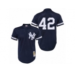 Men's Mitchell and Ness 1995 New York Yankees #42 Mariano Rivera Authentic Navy Blue Throwback MLB Jersey
