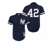 Men's Mitchell and Ness 1995 New York Yankees #42 Mariano Rivera Authentic Navy Blue Throwback MLB Jersey