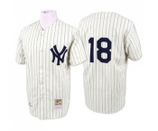 Men's Mitchell and Ness New York Yankees #18 Don Larsen Authentic White Throwback MLB Jersey