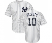 Men's New York Yankees #10 Phil Rizzuto Authentic White Team Logo Fashion Baseball Jersey